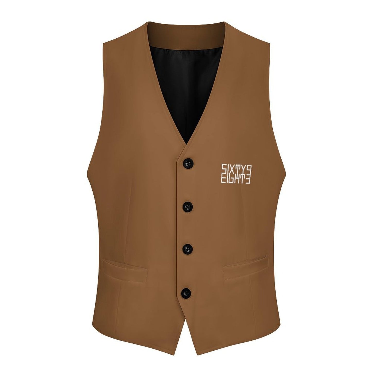 Sixty Eight 93 Logo White Chocolate Brown Men's Sleeveless Suit Vest