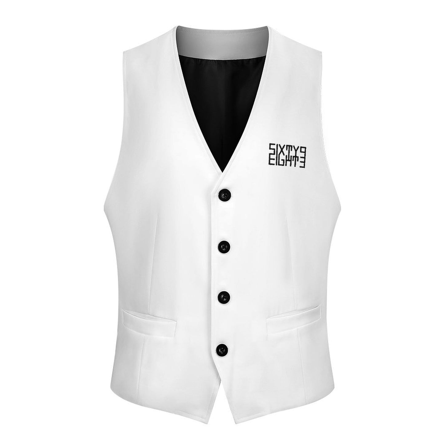 Sixty Eight 93 Logo Black White Men's Sleeveless Suit Vest