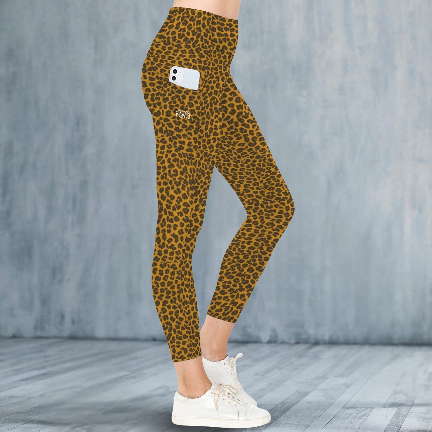 Cheetah Orange High Waist Pockets Leggings