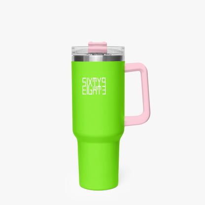 Sixty Eight 93 Logo White Lime Green 40oz Hydrator Tumbler Cup