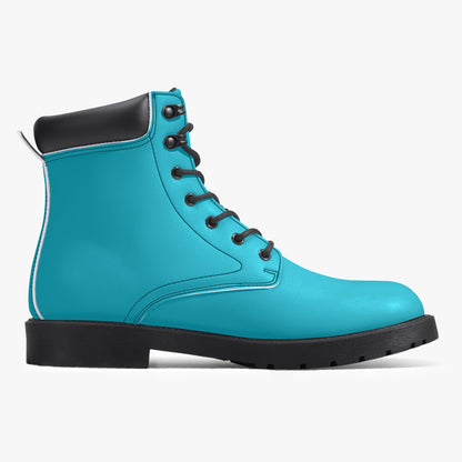 Sixty Eight Logo White Aqua Blue Leather Boots