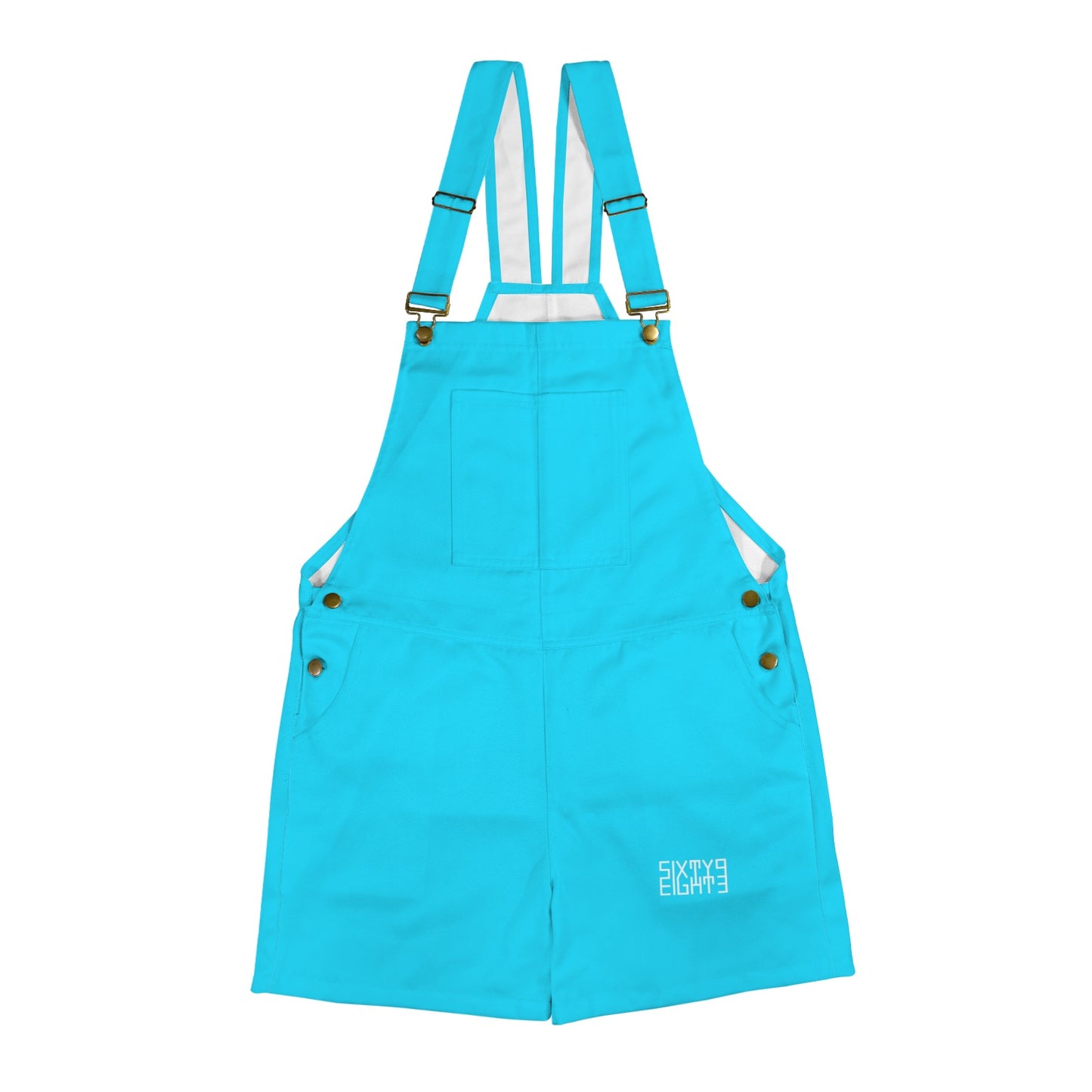 Sixty Eight 93 Logo White Aqua Blue Overalls
