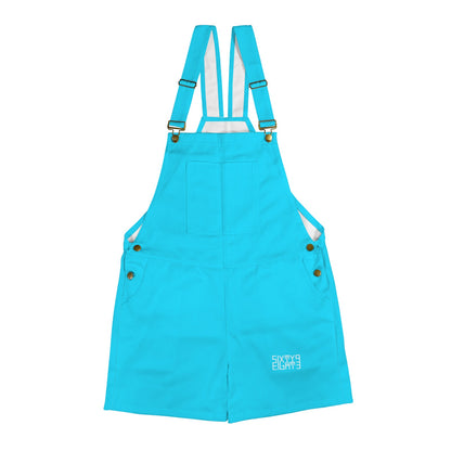 Sixty Eight 93 Logo White Aqua Blue Overalls
