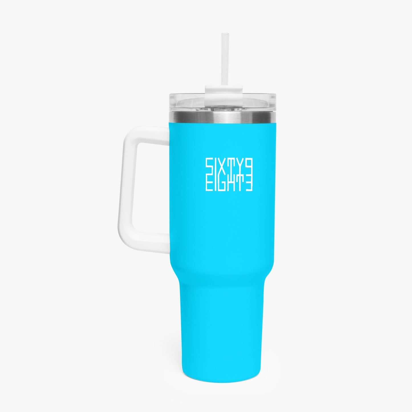 Sixty Eight 93 Logo White Aqua Blue 40oz Hydrator Tumbler Cup