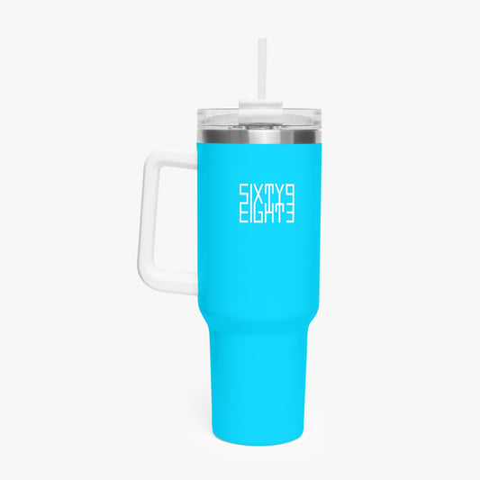 Sixty Eight 93 Logo White Aqua Blue 40oz Hydrator Tumbler Cup