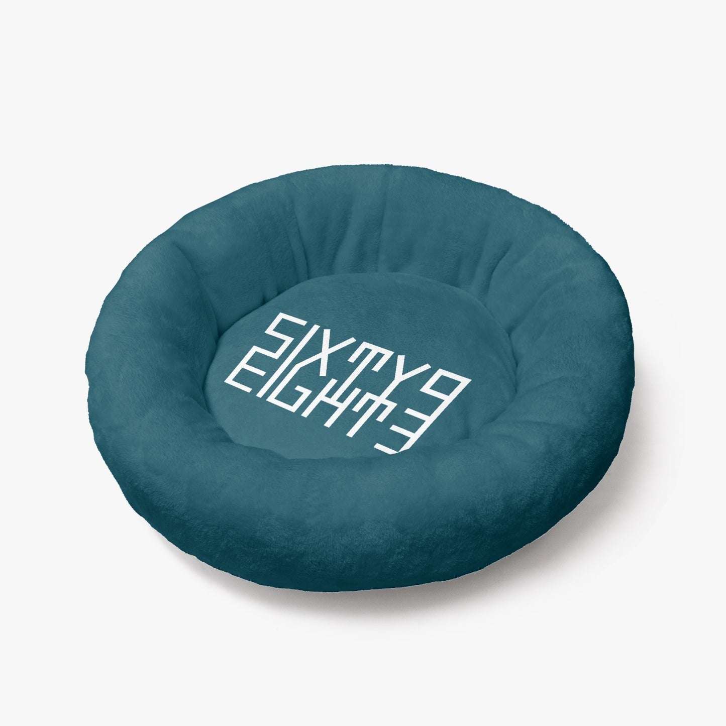 Sixty Eight 93 Logo White Dark Teal Round Large Size Pet Bed