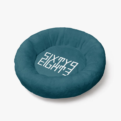 Sixty Eight 93 Logo White Dark Teal Round Large Size Pet Bed