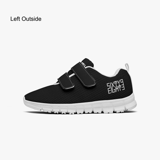 Sixty Eight 93 Logo White Black Kids Lightweight Velcro Shoe