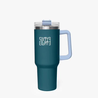 Sixty Eight 93 Logo White Dark Teal 40oz Hydrator Tumbler Cup