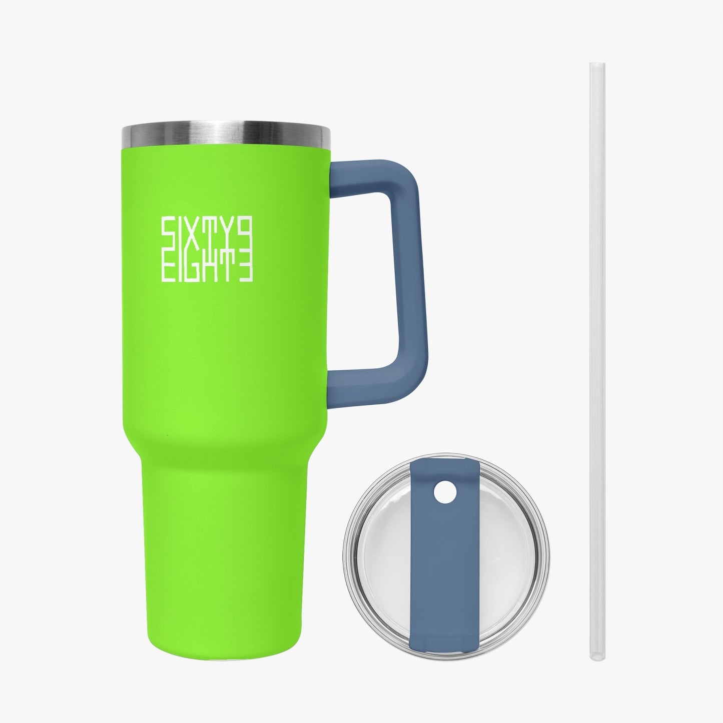 Sixty Eight 93 Logo White Lime Green 40oz Hydrator Tumbler Cup