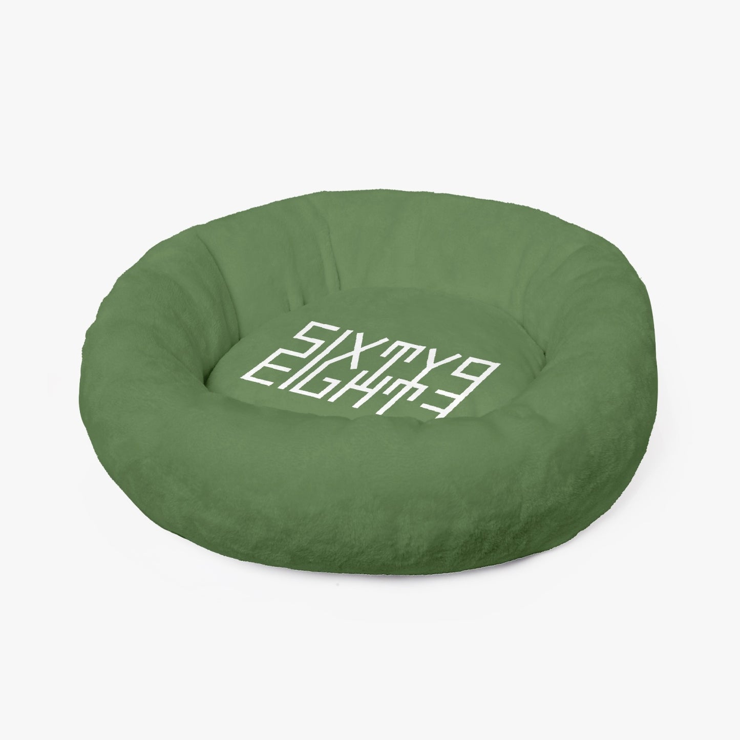 Sixty Eight 93 Logo White Forest Green Round Large Size Pet Bed