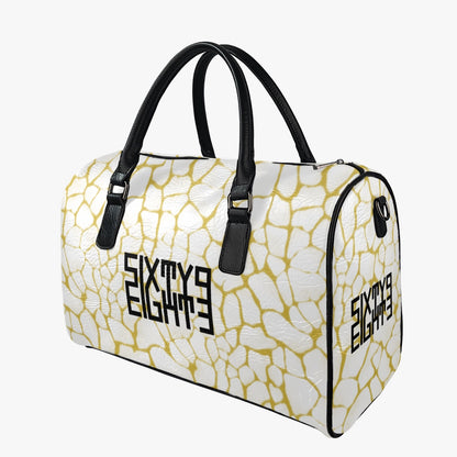 Sixty Eight 93 Logo Black Boa White Gold Leather Portable Travel Bag