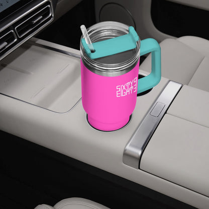 Sixty Eight 93 Logo White Fuchsia 40oz Hydrator Tumbler Cup