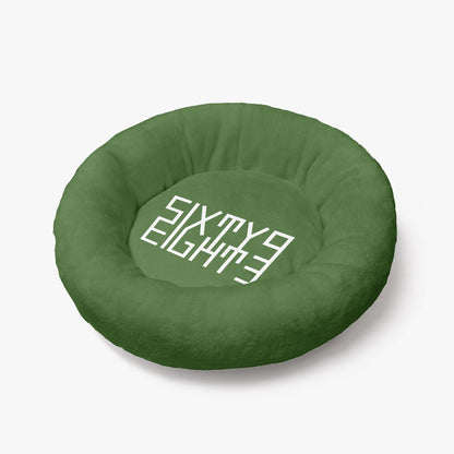 Sixty Eight 93 Logo White Forest Green Round Large Size Pet Bed