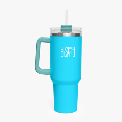 Sixty Eight 93 Logo White Aqua Blue 40oz Hydrator Tumbler Cup