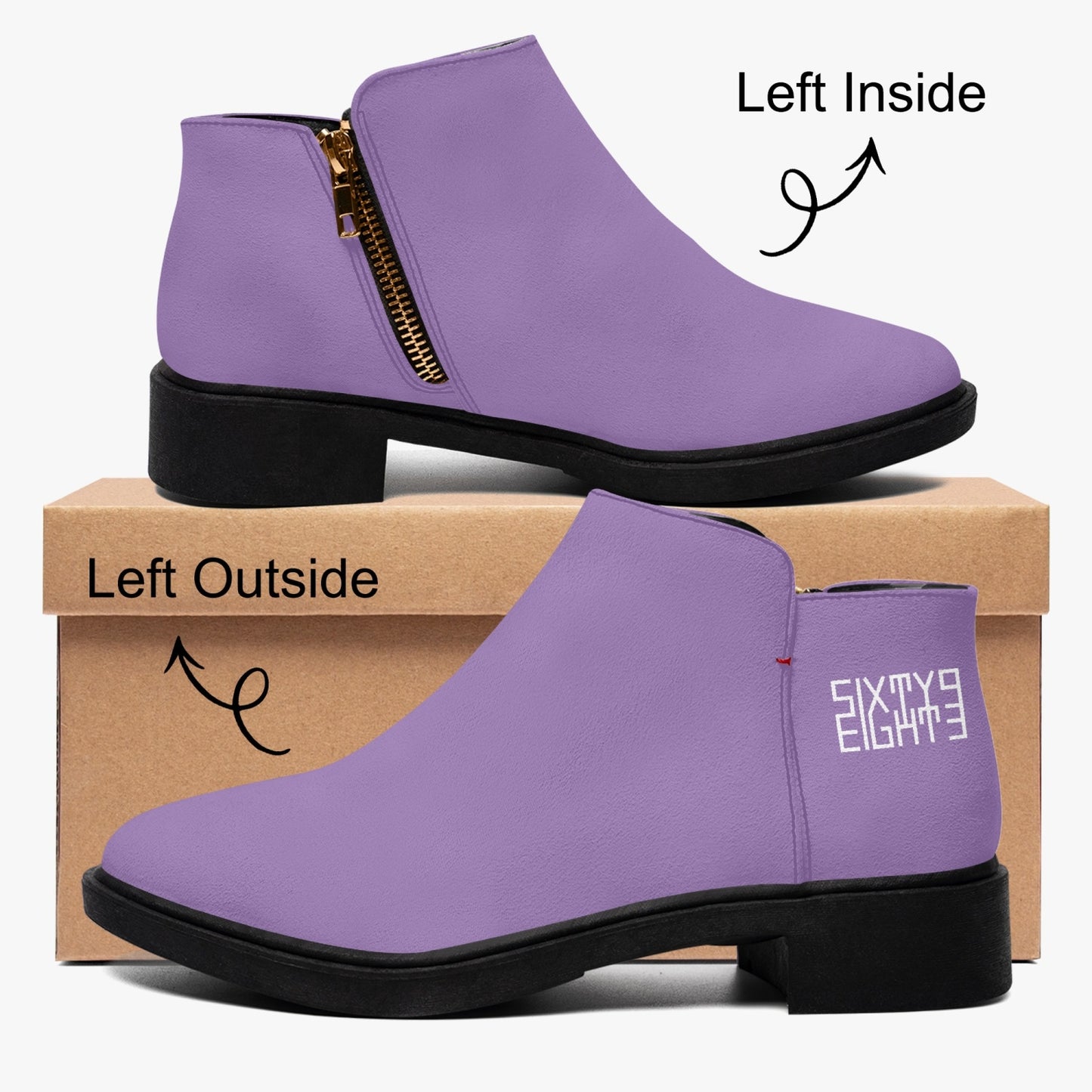 Sixty Eight 93 Logo White Purple Mountain Majesty Suede Zipper Boots