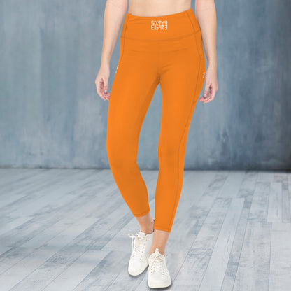 Orange High Waist Pockets Leggings