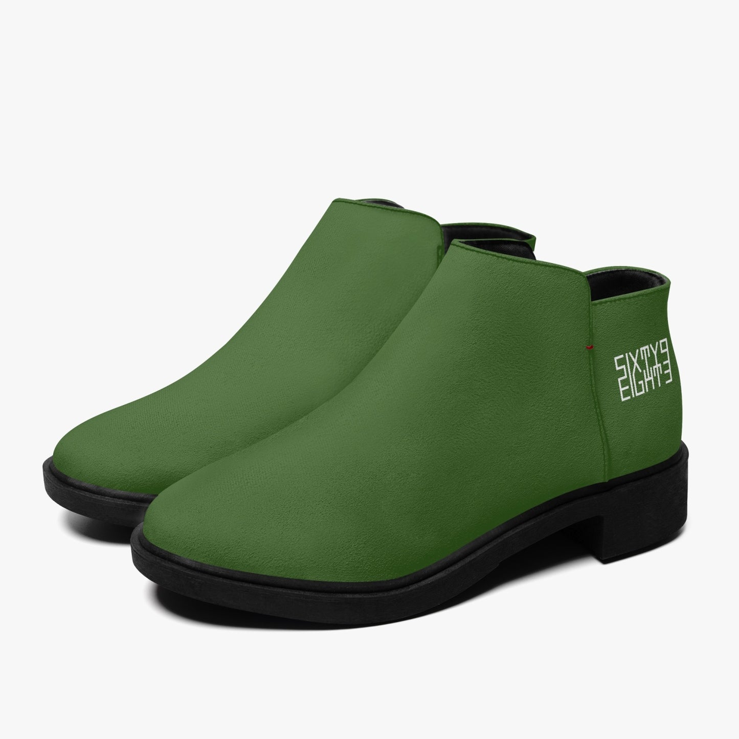 Sixty Eight 93 Logo White Forest Green Suede Zipper Boots