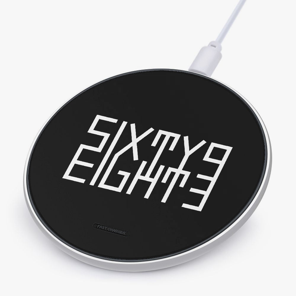 Sixty Eight 93 Logo White Black 10W Wireless Charger