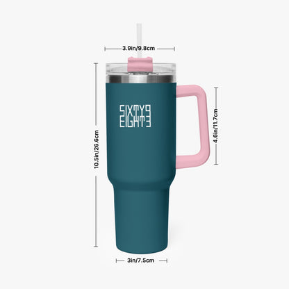 Sixty Eight 93 Logo White Dark Teal 40oz Hydrator Tumbler Cup