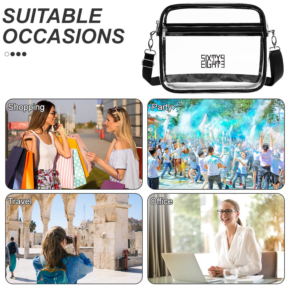 Sixty Eight 93 Logo Black Transparent Satchel
