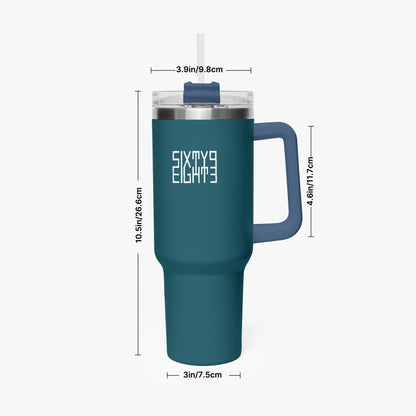 Sixty Eight 93 Logo White Dark Teal 40oz Hydrator Tumbler Cup