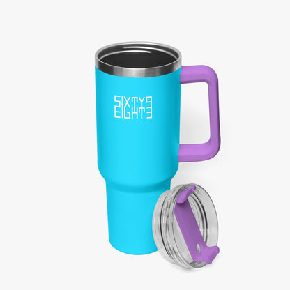 Sixty Eight 93 Logo White Aqua Blue 40oz Hydrator Tumbler Cup