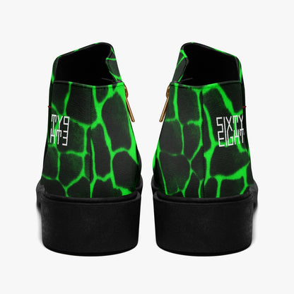 Sixty Eight 93 Logo White Boa Black Lime Suede Zipper Boots