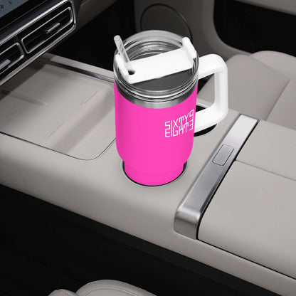 Sixty Eight 93 Logo White Fuchsia 40oz Hydrator Tumbler Cup