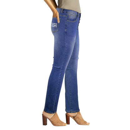 Sixty Eight 93 Logo White Women's Straight Legged Jeans