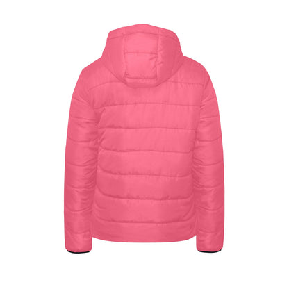 Sixty Eight 93 Logo White Paradise Pink Girl's Hooded Long Sleeve Cotton Padded Jacket