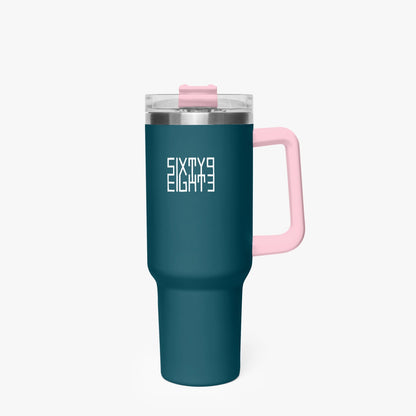 Sixty Eight 93 Logo White Dark Teal 40oz Hydrator Tumbler Cup