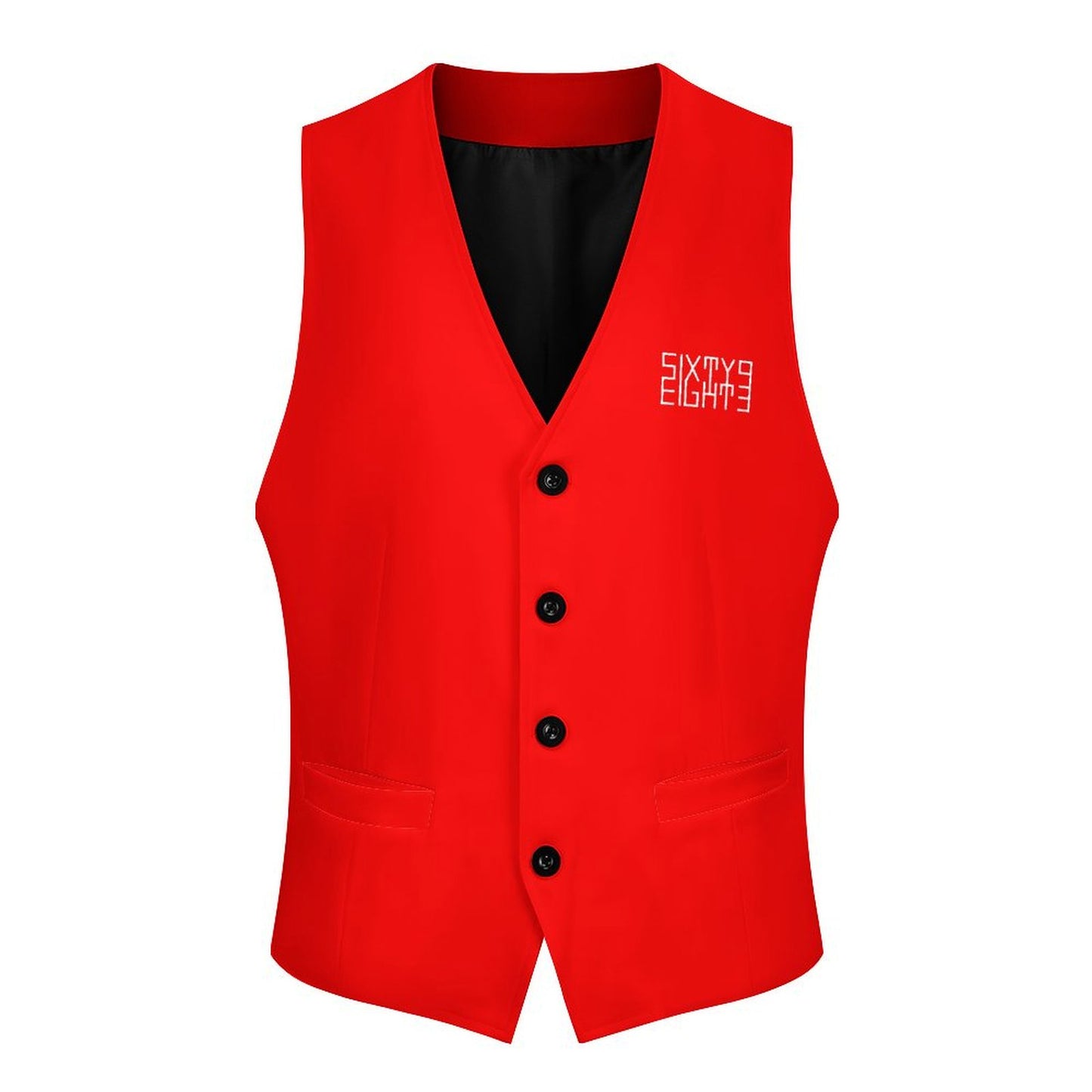 Sixty Eight 93 Logo White Red Men's Sleeveless Suit Vest