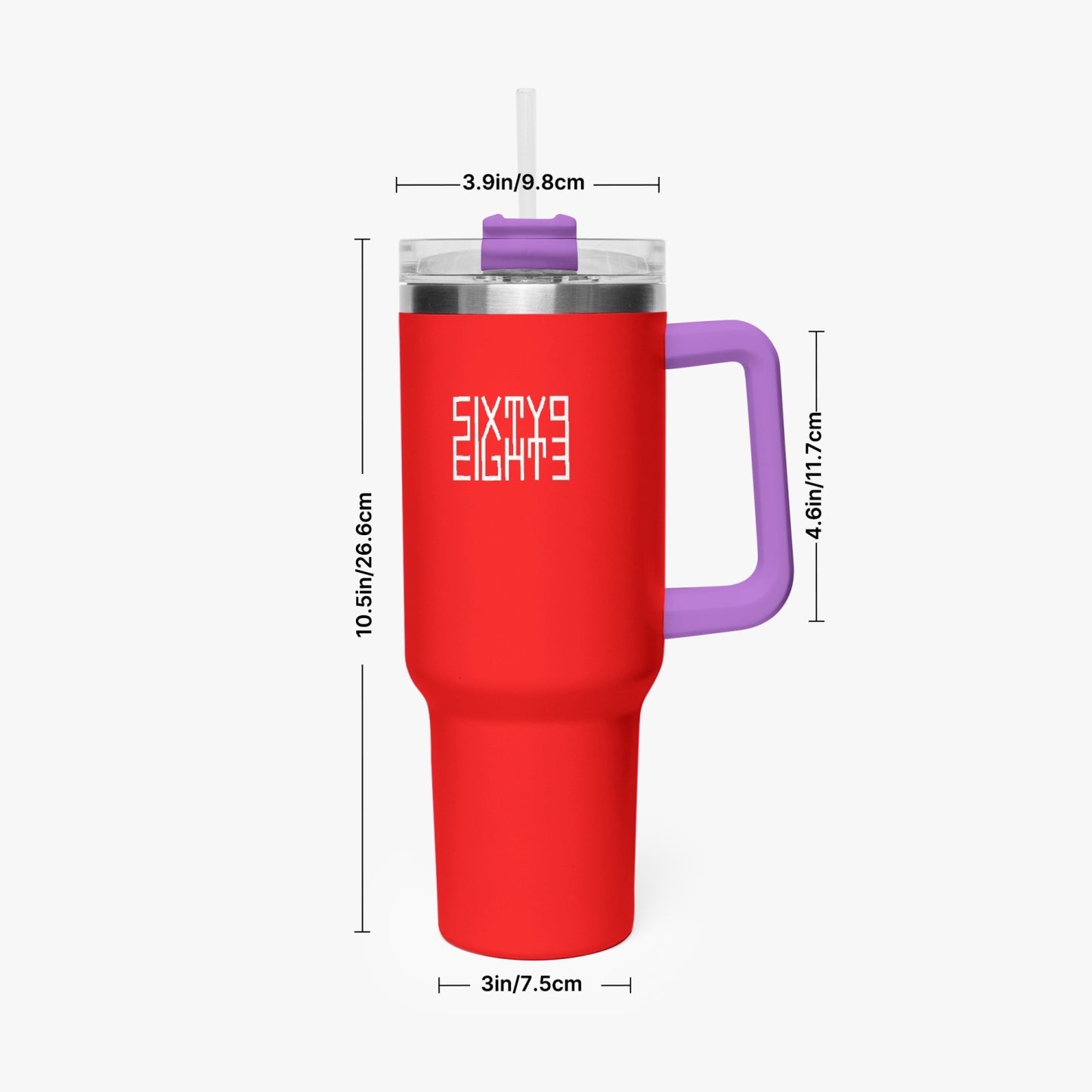 Sixty Eight 93 Logo White Red 40oz Hydrator Tumbler Cup