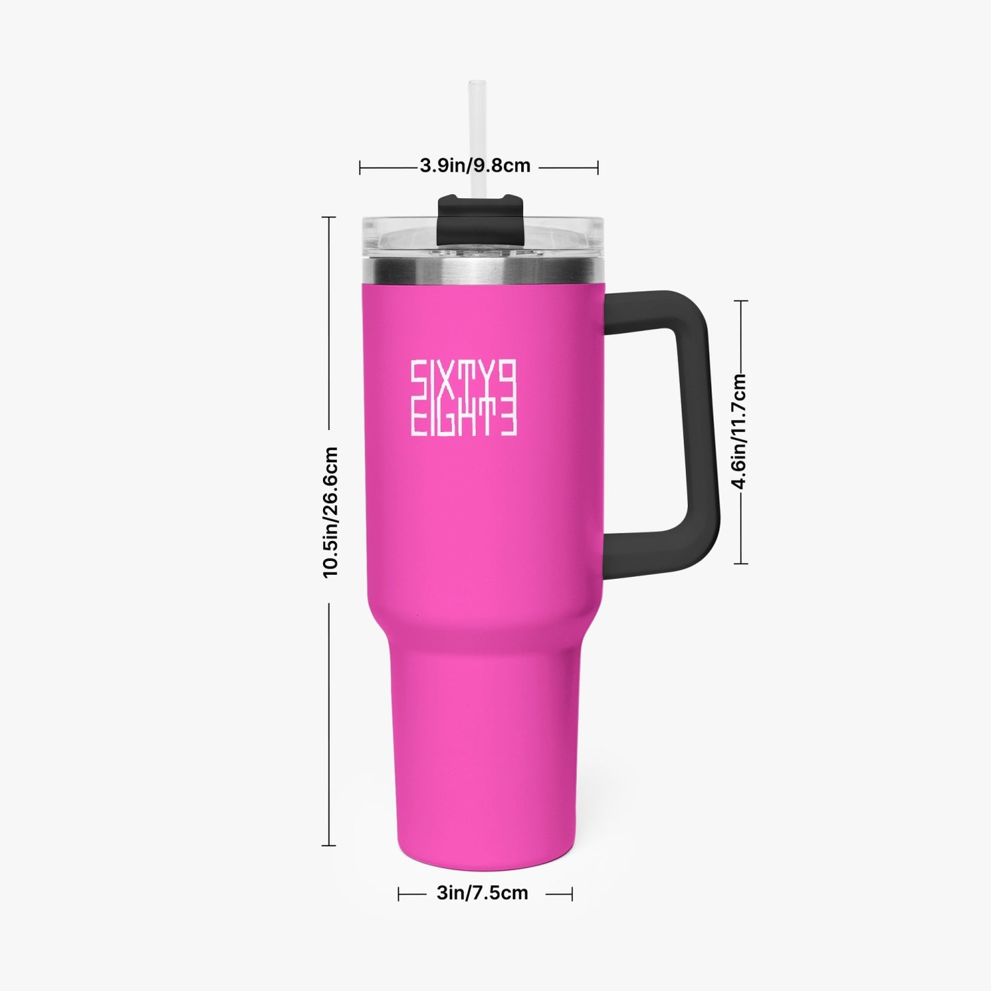 Sixty Eight 93 Logo White Fuchsia 40oz Hydrator Tumbler Cup