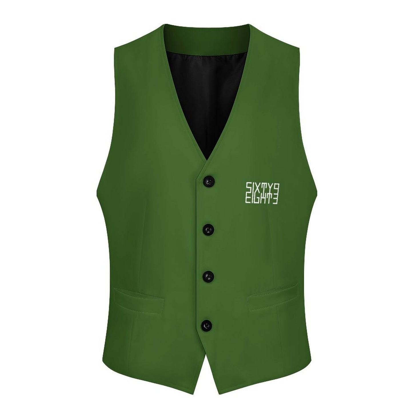 Sixty Eight 93 Logo White Forest Green Men's Sleeveless Suit Vest