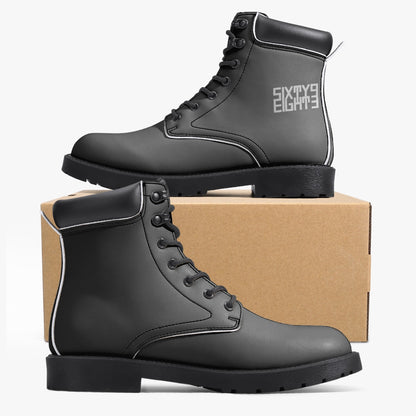 Sixty Eight 93 Logo White Black Leather Boots