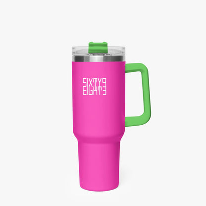 Sixty Eight 93 Logo White Fuchsia 40oz Hydrator Tumbler Cup