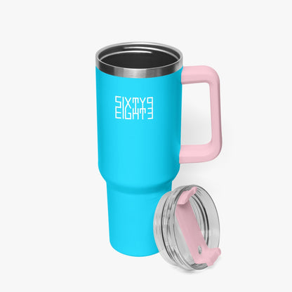 Sixty Eight 93 Logo White Aqua Blue 40oz Hydrator Tumbler Cup