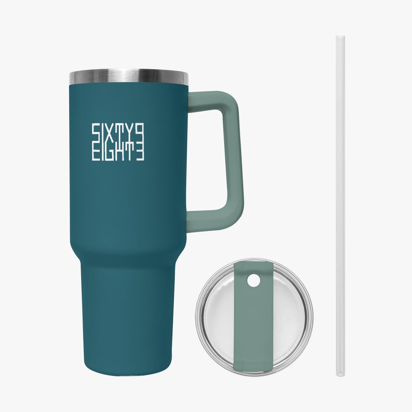 Sixty Eight 93 Logo White Dark Teal 40oz Hydrator Tumbler Cup