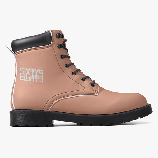 Sixty Eight 93 Logo White Peach Leather Boots