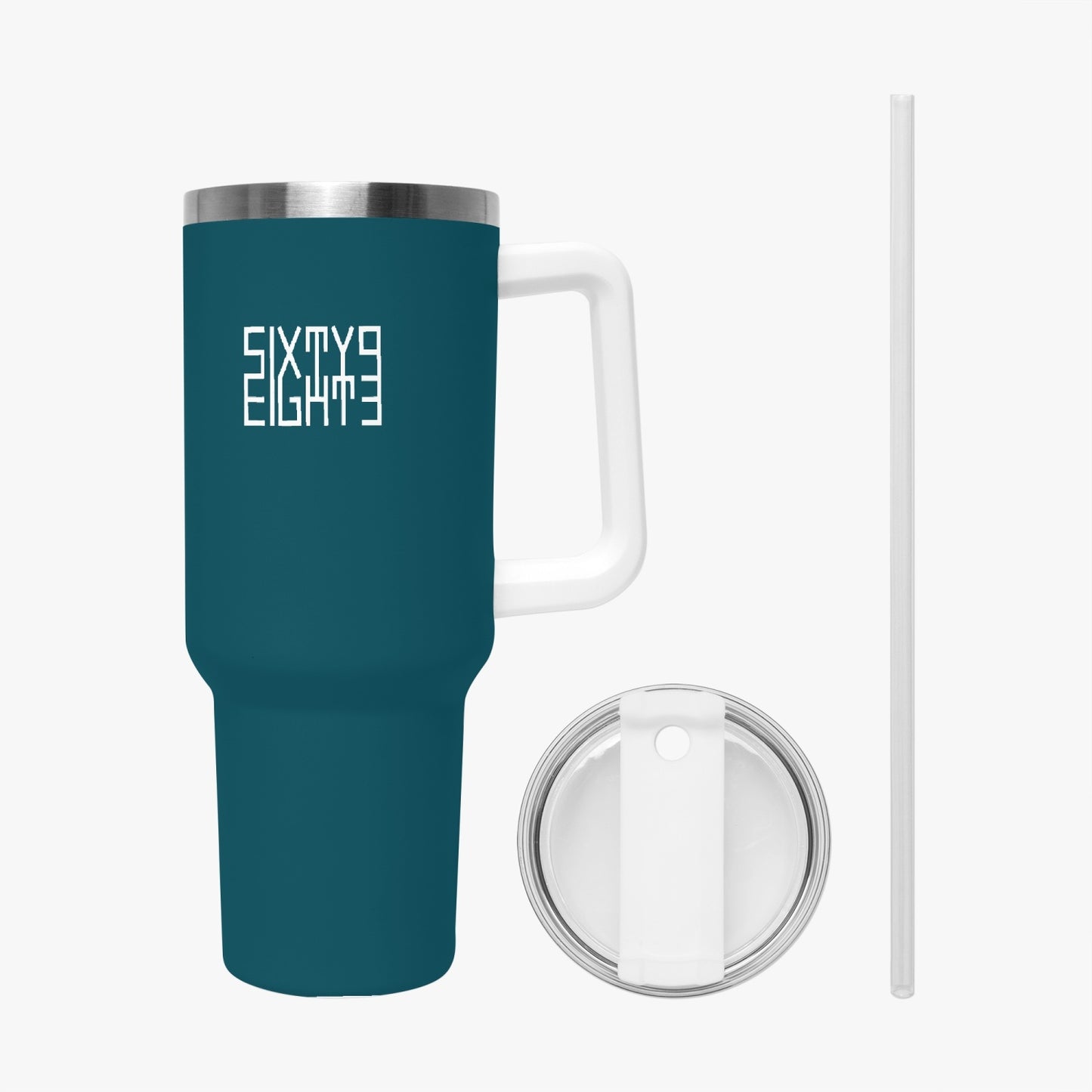 Sixty Eight 93 Logo White Dark Teal 40oz Hydrator Tumbler Cup