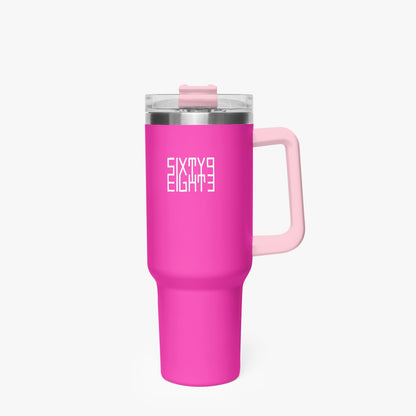 Sixty Eight 93 Logo White Fuchsia 40oz Hydrator Tumbler Cup