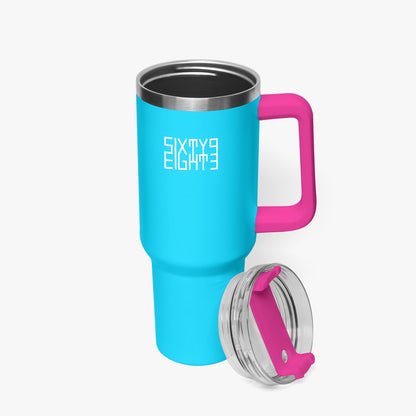 Sixty Eight 93 Logo White Aqua Blue 40oz Hydrator Tumbler Cup