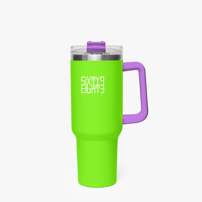 Sixty Eight 93 Logo White Lime Green 40oz Hydrator Tumbler Cup