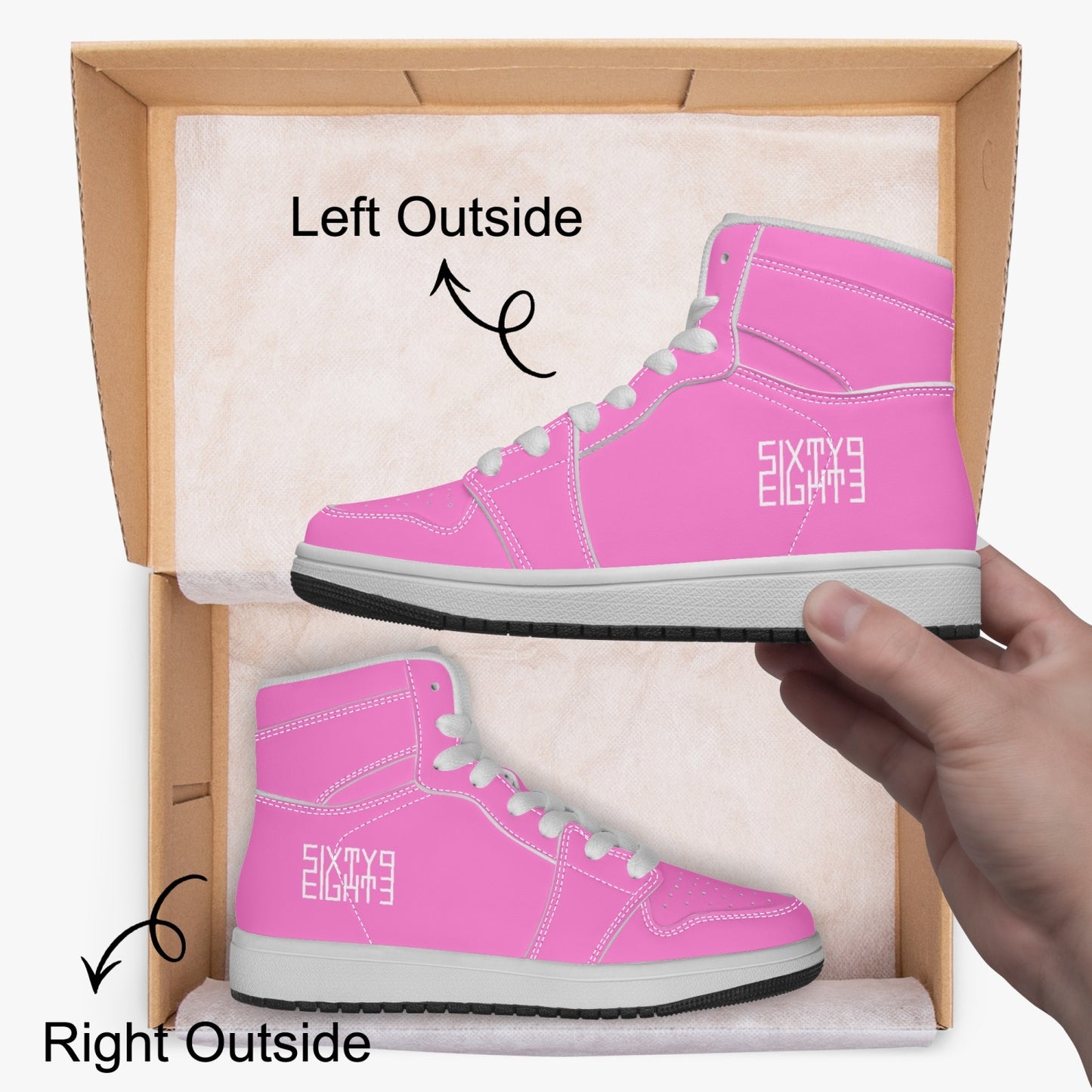 Sixty Eight 93 Logo White Pink Kids High-Top Shoes