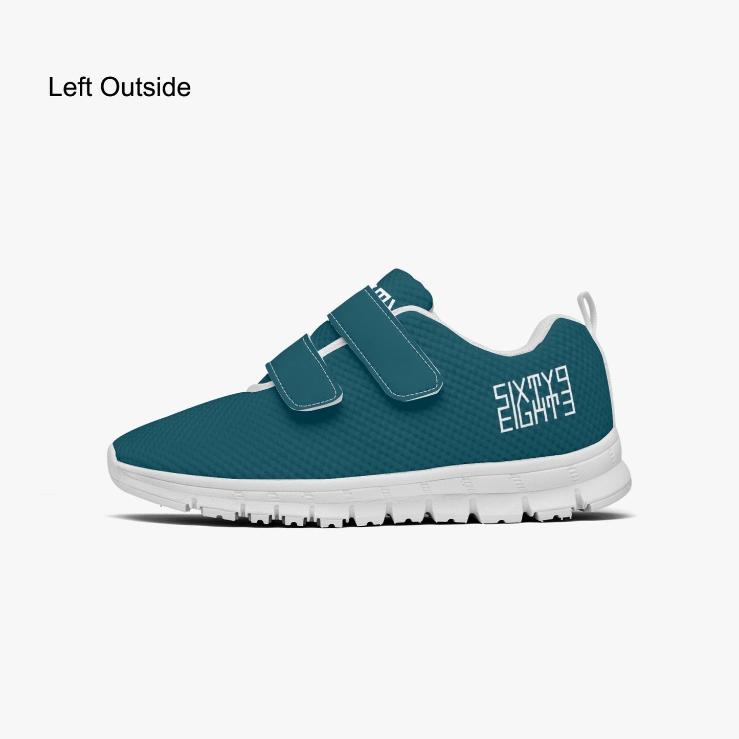 Sixty Eight 93 Logo White Dark Teal Kids Lightweight Velcro Shoe