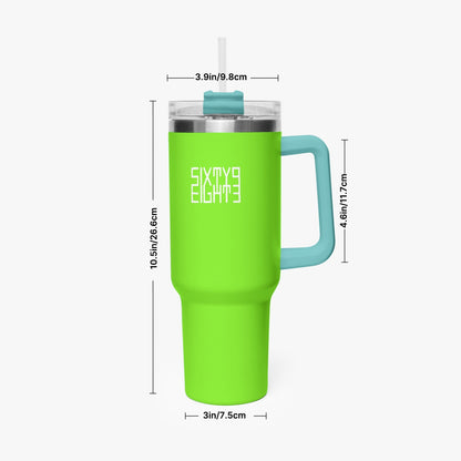 Sixty Eight 93 Logo White Lime Green 40oz Hydrator Tumbler Cup