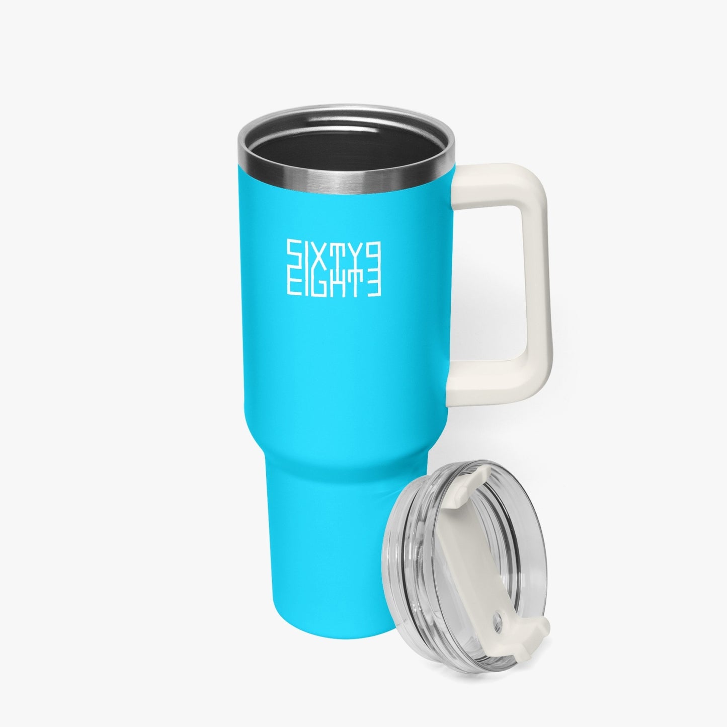 Sixty Eight 93 Logo White Aqua Blue 40oz Hydrator Tumbler Cup