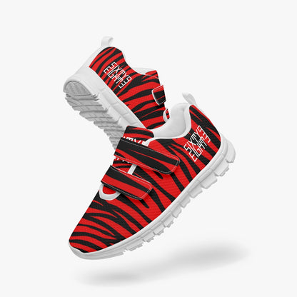 Sixty Eight 93 Logo White Zebra Red Kids Lightweight Velcro Shoe